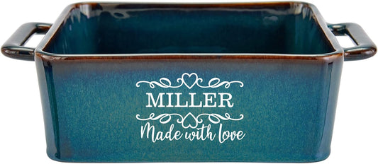 Let's Make Memories Personalized Made With Love Stoneware Square Baker - Cookware - For Her - Teal