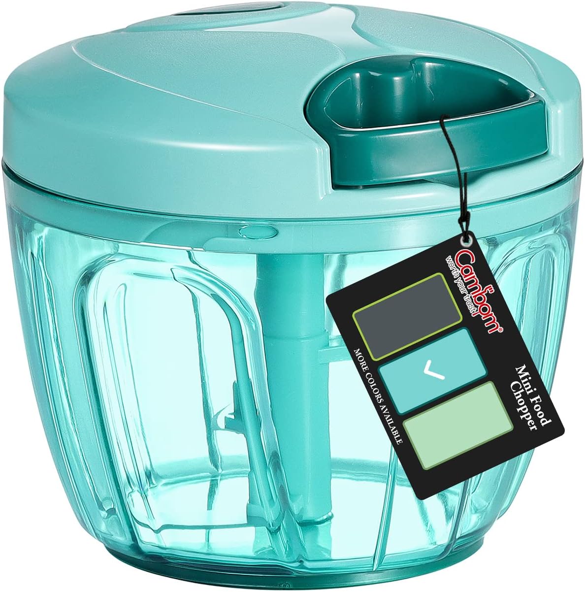 Cambom Manual Food Chopper Vegetable Cutter, Hand String Vegetable Chopper Onions Cutter for Vegetable Fruits Nuts BPA Free Food Safe Material, 650ml Blue