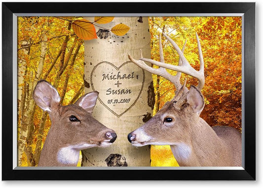 IPIC - Oh My Dear, Personalized Artwork with Names and Date on, Customized Gift for Anniversary,Wedding,Birthday and Holidays. Picture size: 30x20, Framed Size: 33x23