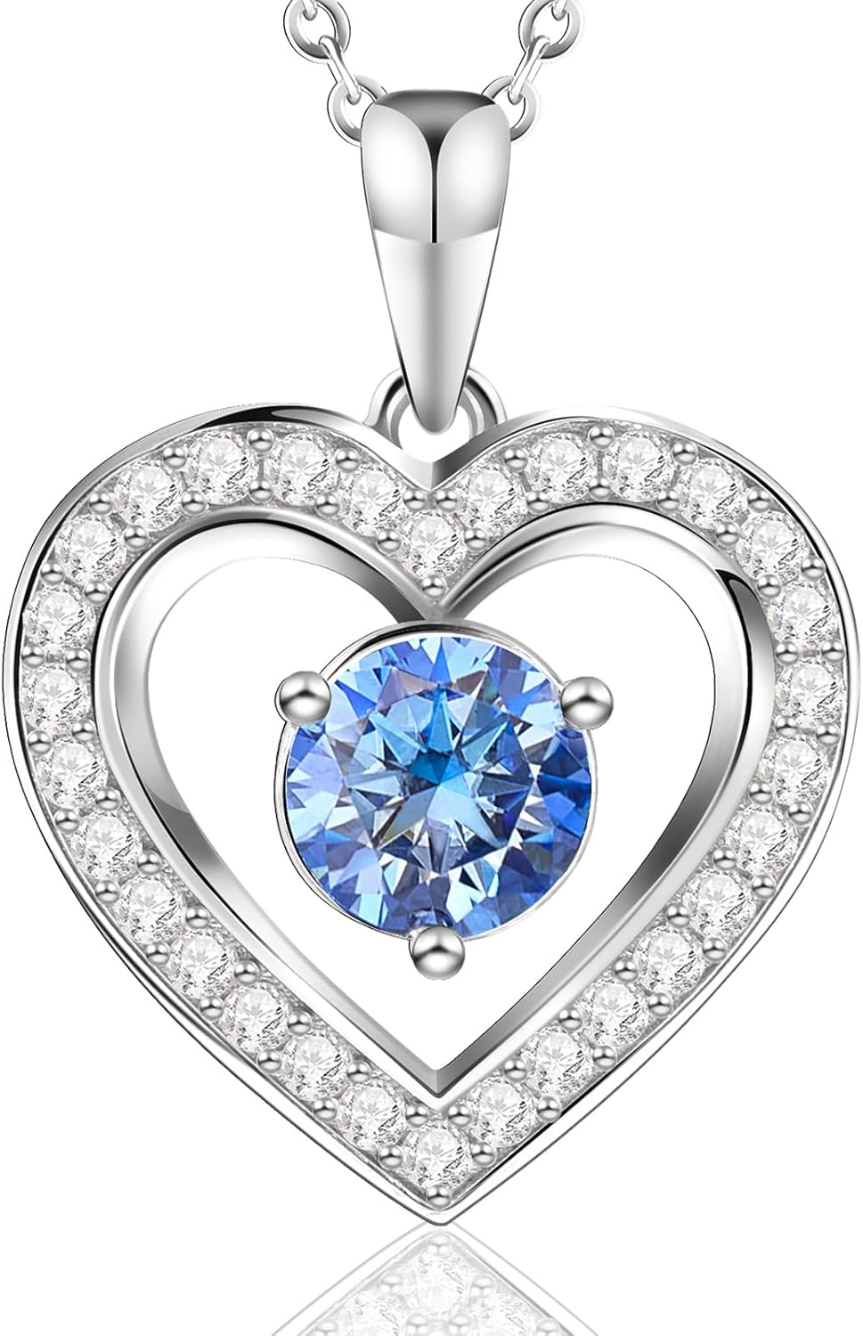 Full Moissanite Heart Necklace - No CZ! 2ct Vibrant Birthstone & 30 White Gems | 12 Month Gifts for Wife, Mom, Her | Anniversary, Valentine's Day, Mother's Day Jewelry
