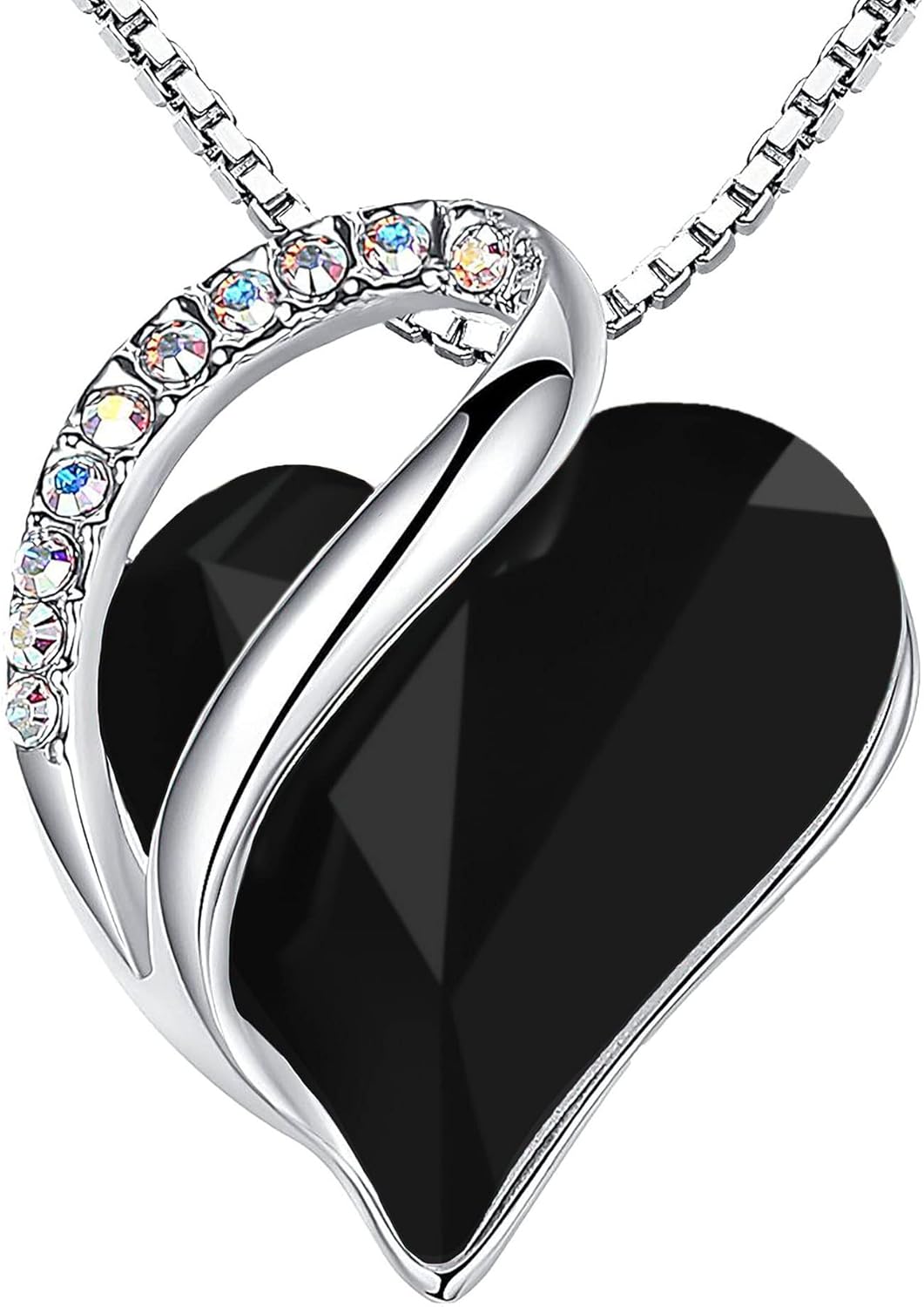 Necklaces for Women, Infinity Love Birthstone Heart Crystal Pendant, Birthday Jewelry Gifts for Her, Mom, and Wife, Silver Plated, 18 plus 2 inch Adjustable Chain