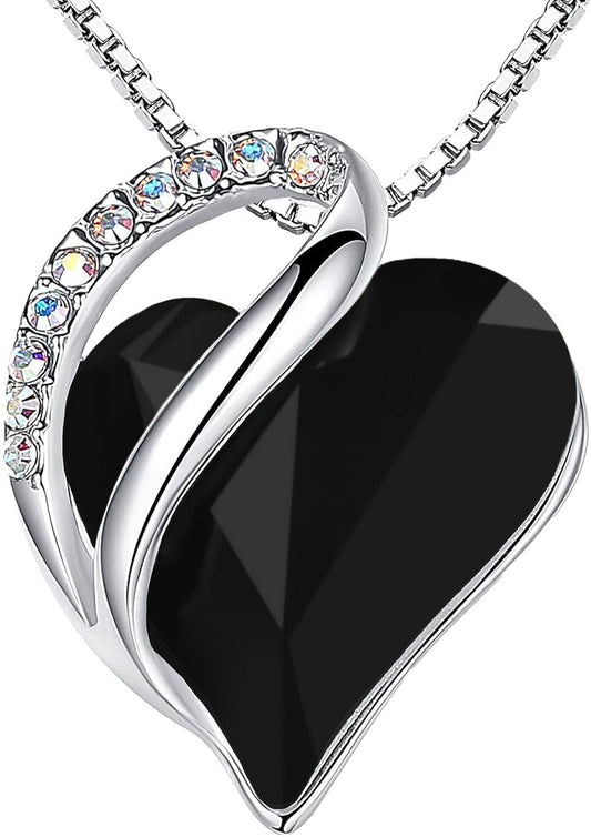 Necklaces for Women, Infinity Love Birthstone Heart Crystal Pendant, Birthday Jewelry Gifts for Her, Mom, and Wife, Silver Plated, 18 plus 2 inch Adjustable Chain