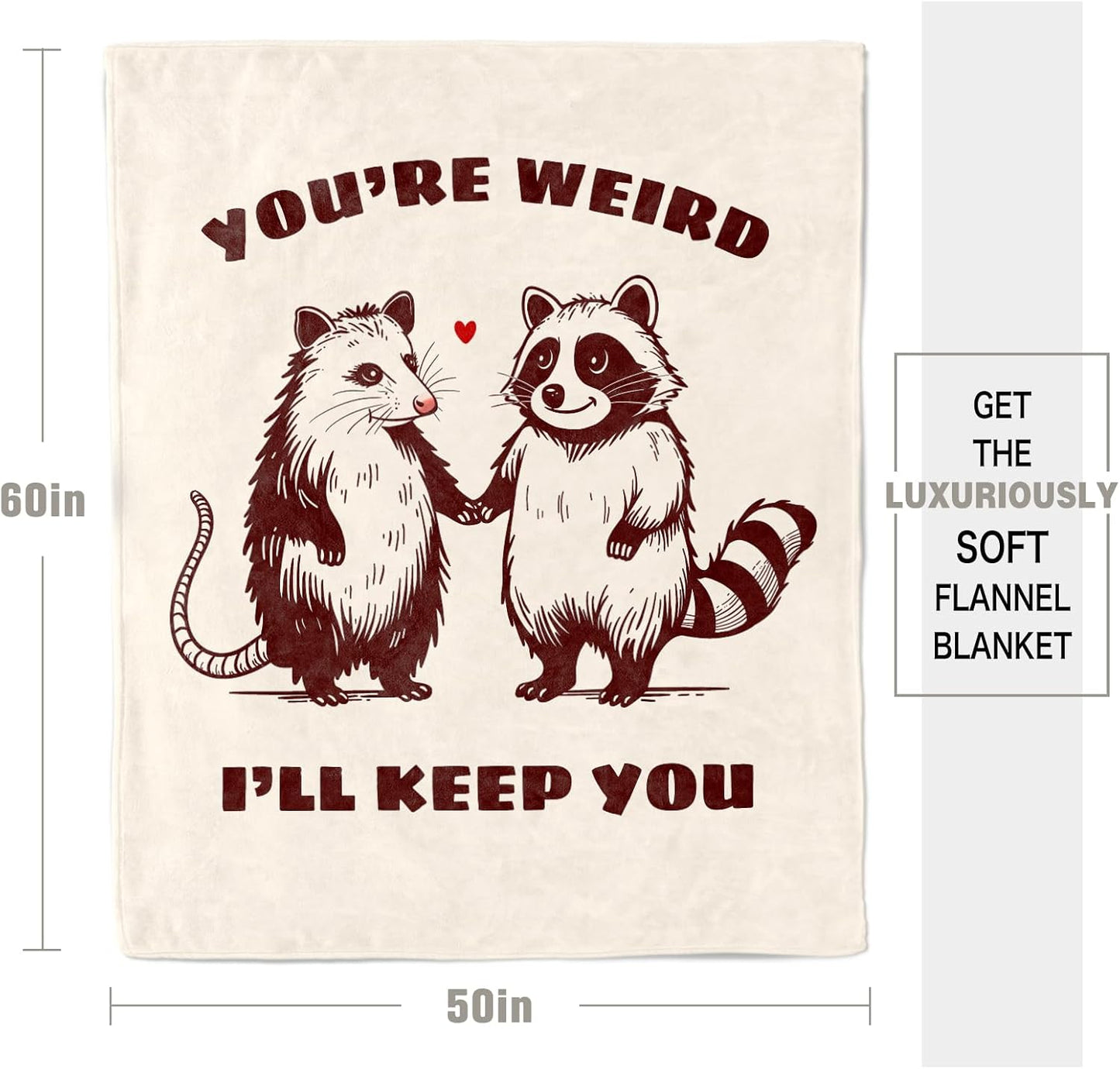 Best Friend Birthday Gifts for Women Friendship, Friendship Gifts for Best Friend Women, Cozy Best Friends Throw Blanket, Cute Raccoon and Opossum Blanket 60"x50"