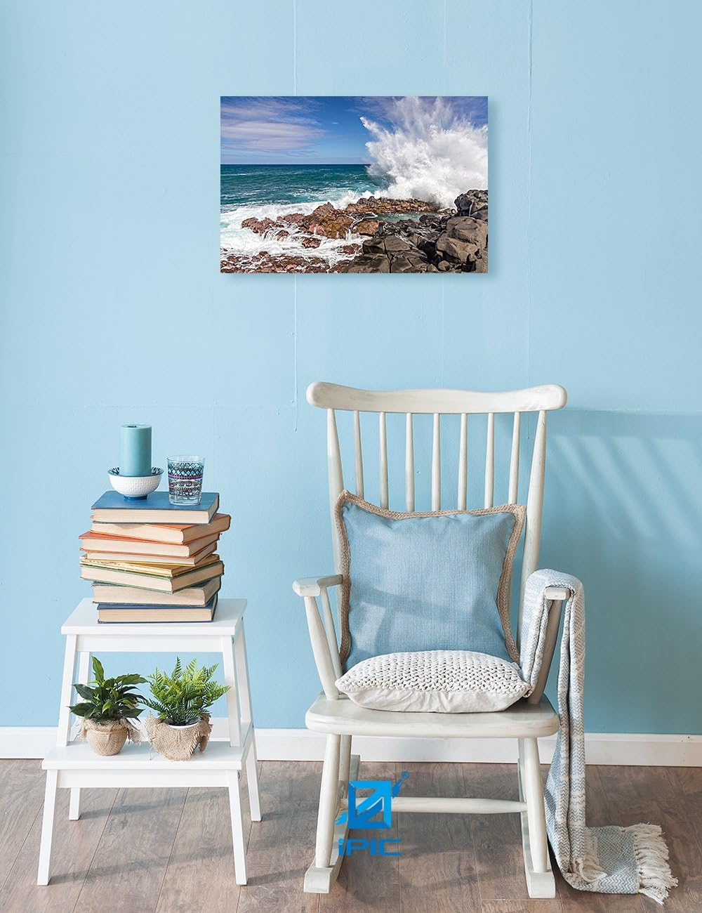 IPIC - Waves Crashing at Queen's Bath, Kauai, Hawaii. Personalized Artwork with Names and Date on, Customized Gift for Anniversary,Wedding,Birthday and Holidays. 18x12