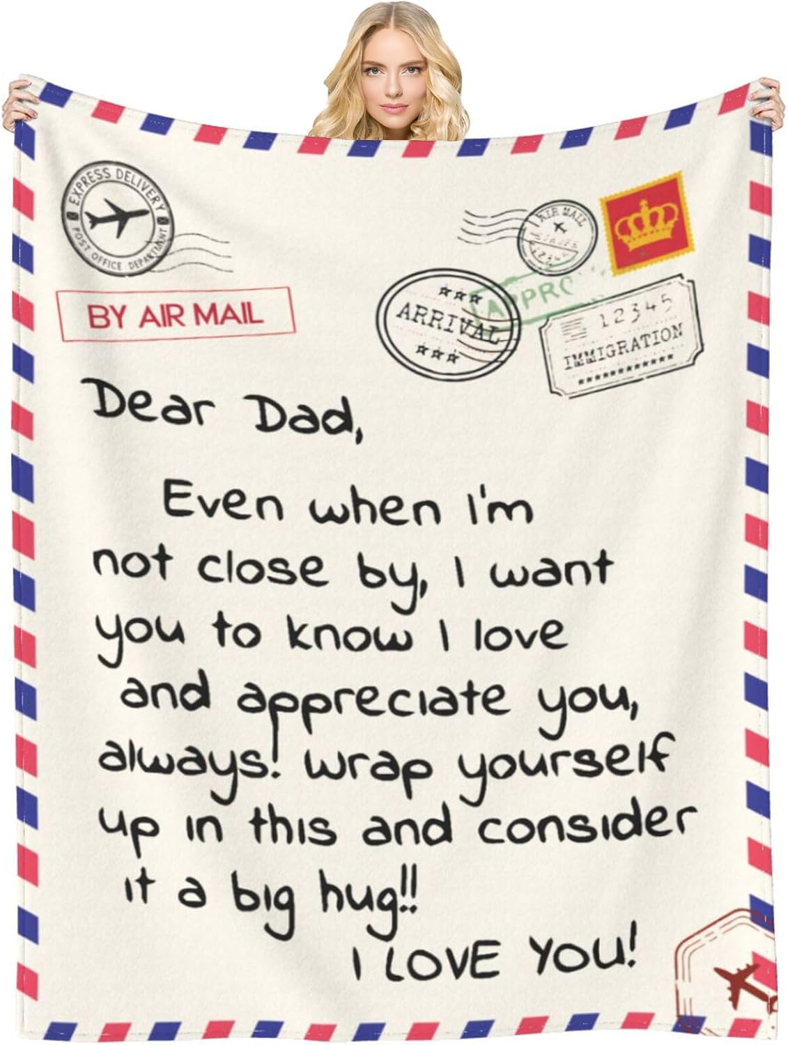 Gift for Dad from Daughter Son, Dear Dad Blanket for Father's Day, Throw Blankets Anniversary Birthday Super Soft Flannel Throw Blankets for Christmas Valentines Day for Bed Couch(50’’x60’’)