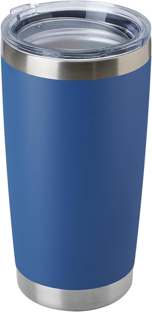 DOMICARE 20oz Stainless Steel Tumbler Bulk with Lid, Double Wall Vacuum Insulated Travel Mug, Powder Coated Coffee Cup (Dark Blue, 1)