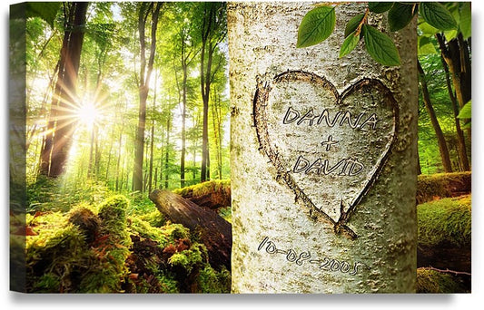 IPIC - Love Evergreen, Personalized Artwork with Names and Date on, Customized Gift for Anniversary,Wedding,Birthday and Holidays. 30x20