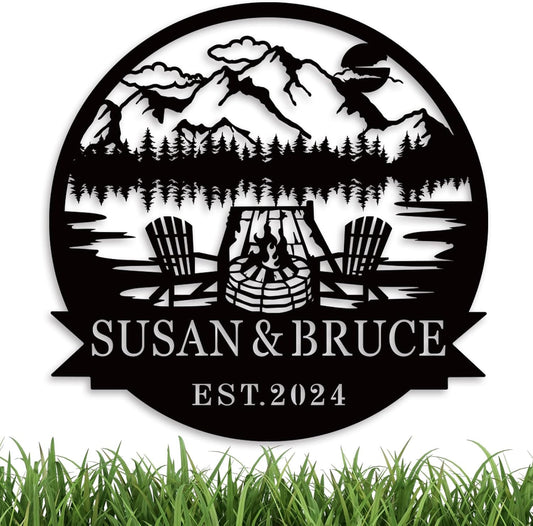 Personalized Camping Signs, Custom Camping Signs Campsite, Custom Campfire Metal Name Sign, Personalized Camping Gifts Fire Pit Sign, Personalized Camping Gifts, Happy Camper Decor