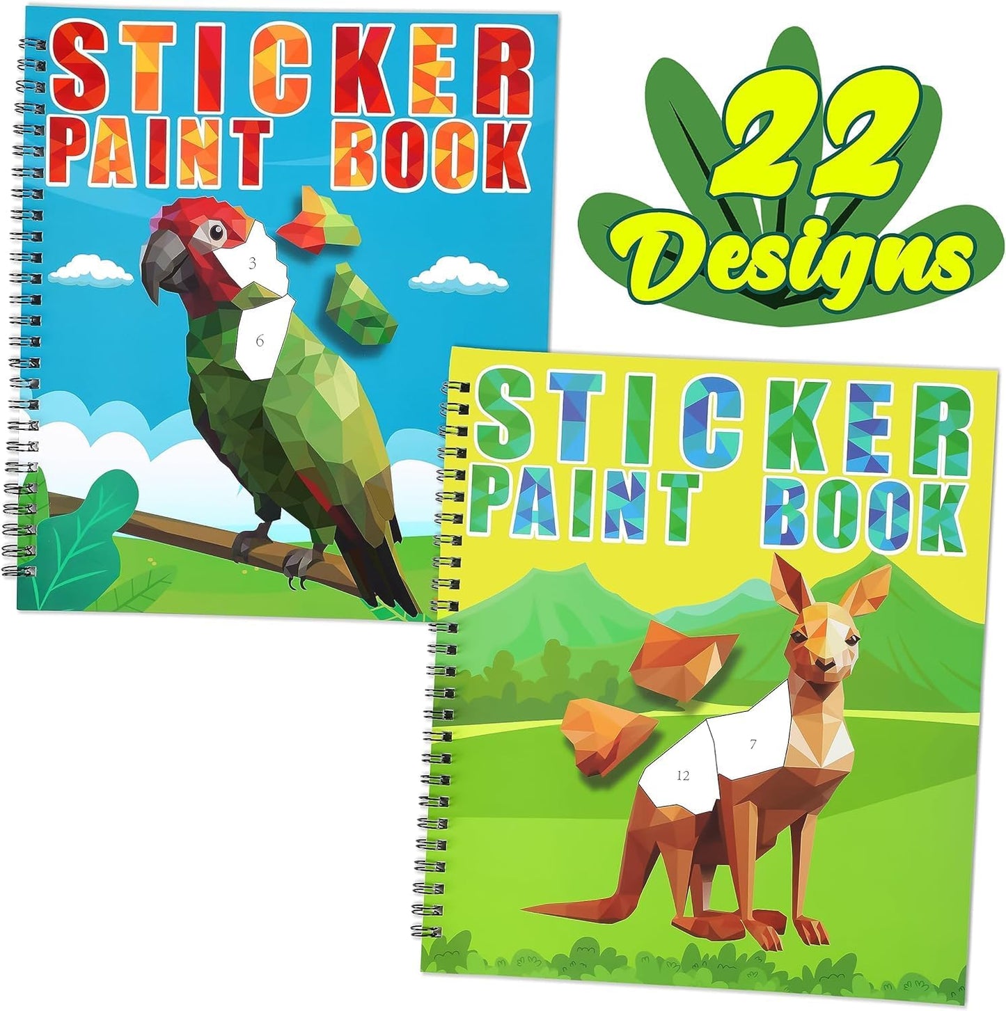 90shine 2PCS Sticker Books for Kids Ages 4-8 Zoo Pet Themed Designs Party Gift Create 22 Pictures