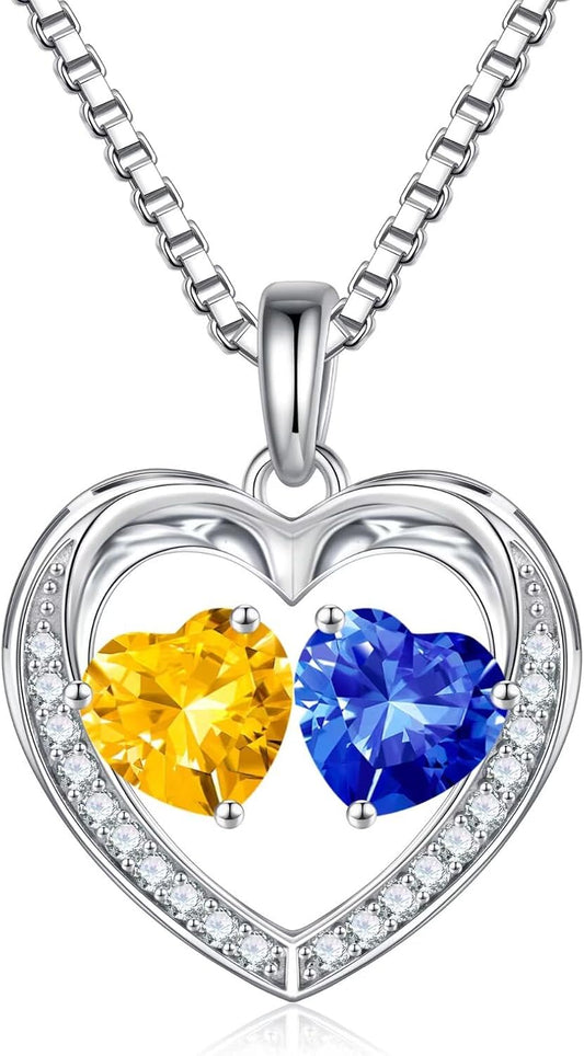 Iefil Birthstone Jewelry for Women - 925 Sterling Silver Birthstone Necklace, Anniversary Birthday Gifts for Women, Jewelry Gifts for Her Wife Mom Daughter