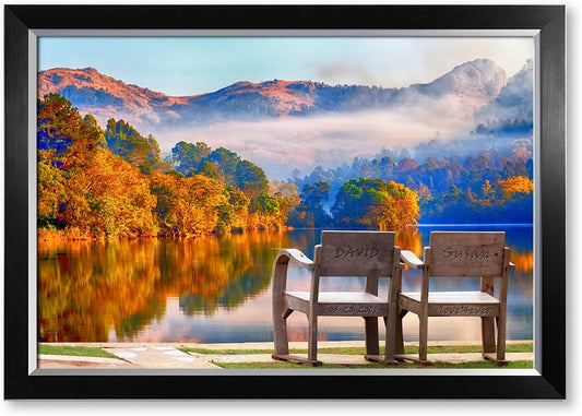 IPIC - Grow Old Together, Personalized Artwork with Names and Date on, Customized Gift for Anniversary,Wedding,Birthday and Holidays. Picture size: 30x20, Framed Size: 33x23