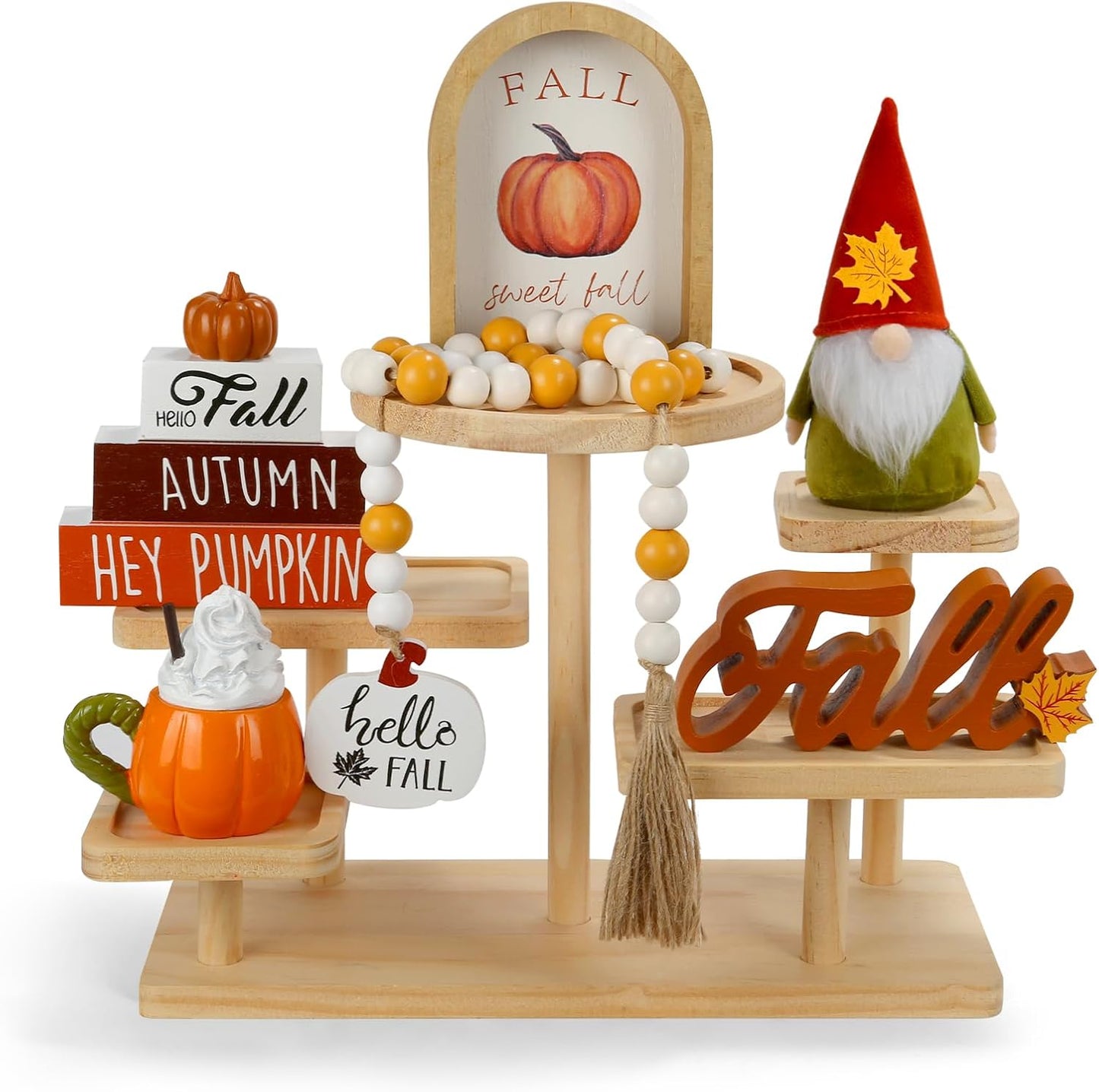 Fall Decorations for Home 6 PCS Fall Tiered Tray Decor Set, Thanksgiving Harvest Table Centerpiece Pumpkin Autumn Farmhouse Wood Sign, Tabletop Fall Decor for Home Kitchen Shelf Mantel Office Desk