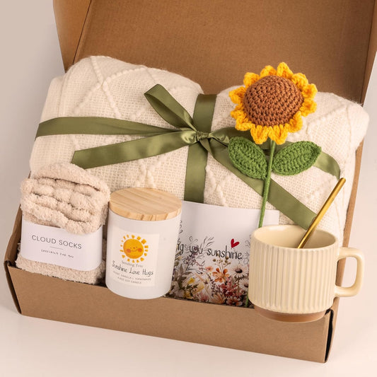 Gift Baskets for Women, Unique Birthday Gifts for Women, Best Friend Birthday Gifts, Get Well Soon Gift Basket，Sending Sunshine Gifts Sunflower Gifts, Thinking of You Care Package