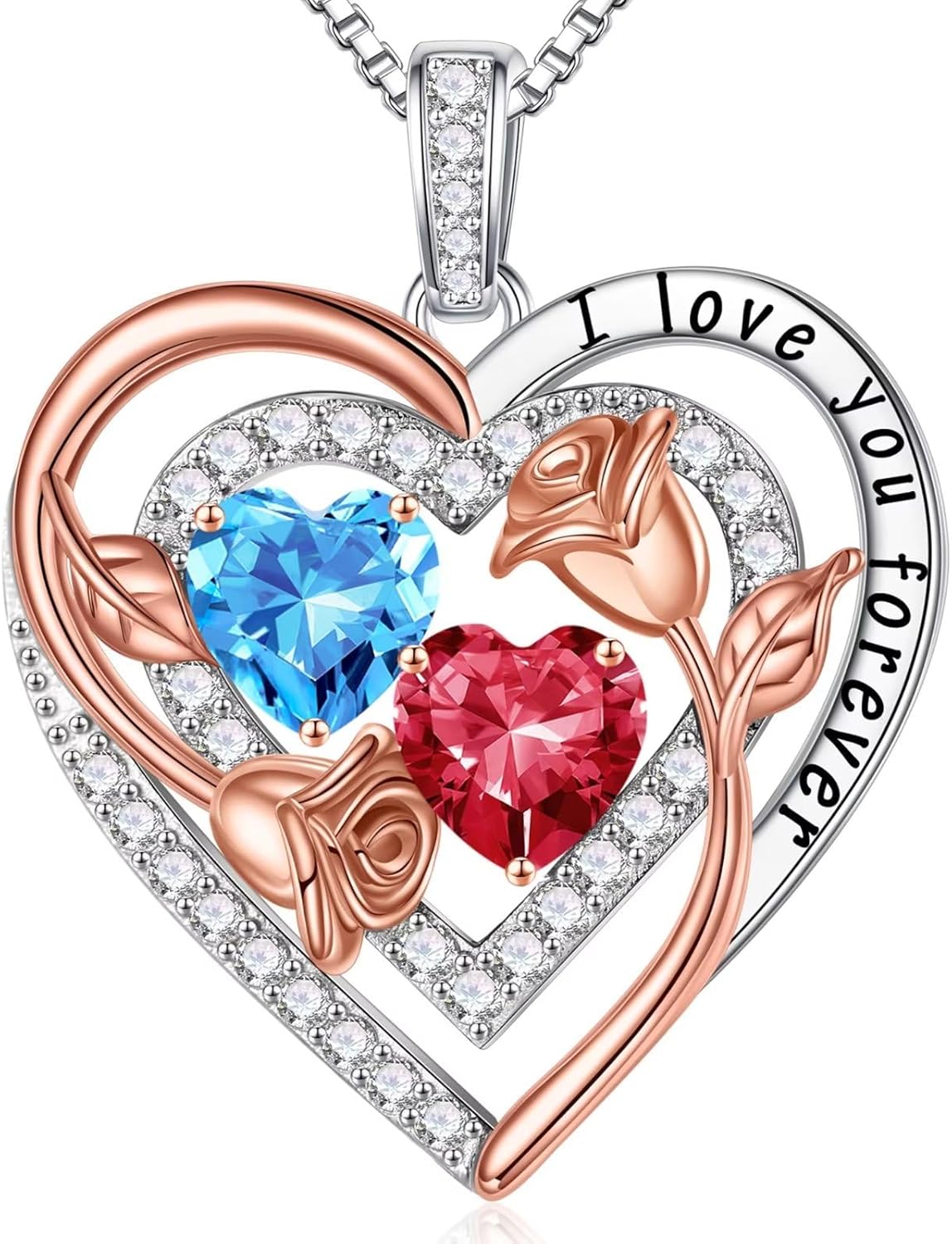 Iefil Birthstone Necklace for Women - Sterling Silver Birthstone Necklace Anniversary Birthday Gifts for Her Wife Mom Daughter