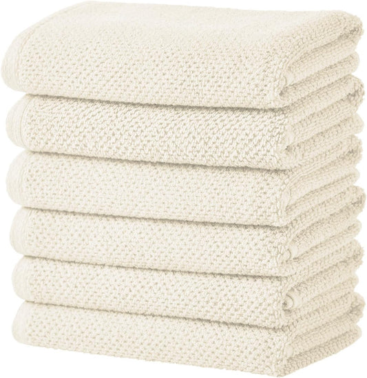 Great Bay Home Ivory Hand Towels - 100% Cotton 6 Pack 26x16 Hand Towel Set - Absorbent, Quick-Drying, Durable Towels for Handroom Decor - Low-Twist, Two-Ply Fibers