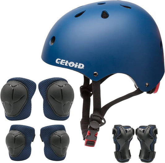 Kids Bike Skateboard Helmet Pad Set,Toddler Cyling Protective Gear Knee & Elbow Pads Wrist Guards for 5-8-10-12-14-16 Years Girls Boys Bicycle Scooter Roller Skate Inline Skating Rollerblading