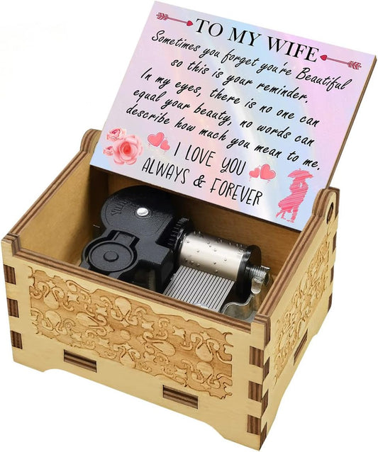 Gifts for Wife from Husband, Wooden Music Box, Anniversary/Birthday/Mothers Day/Valentines Day Gifts for Wife