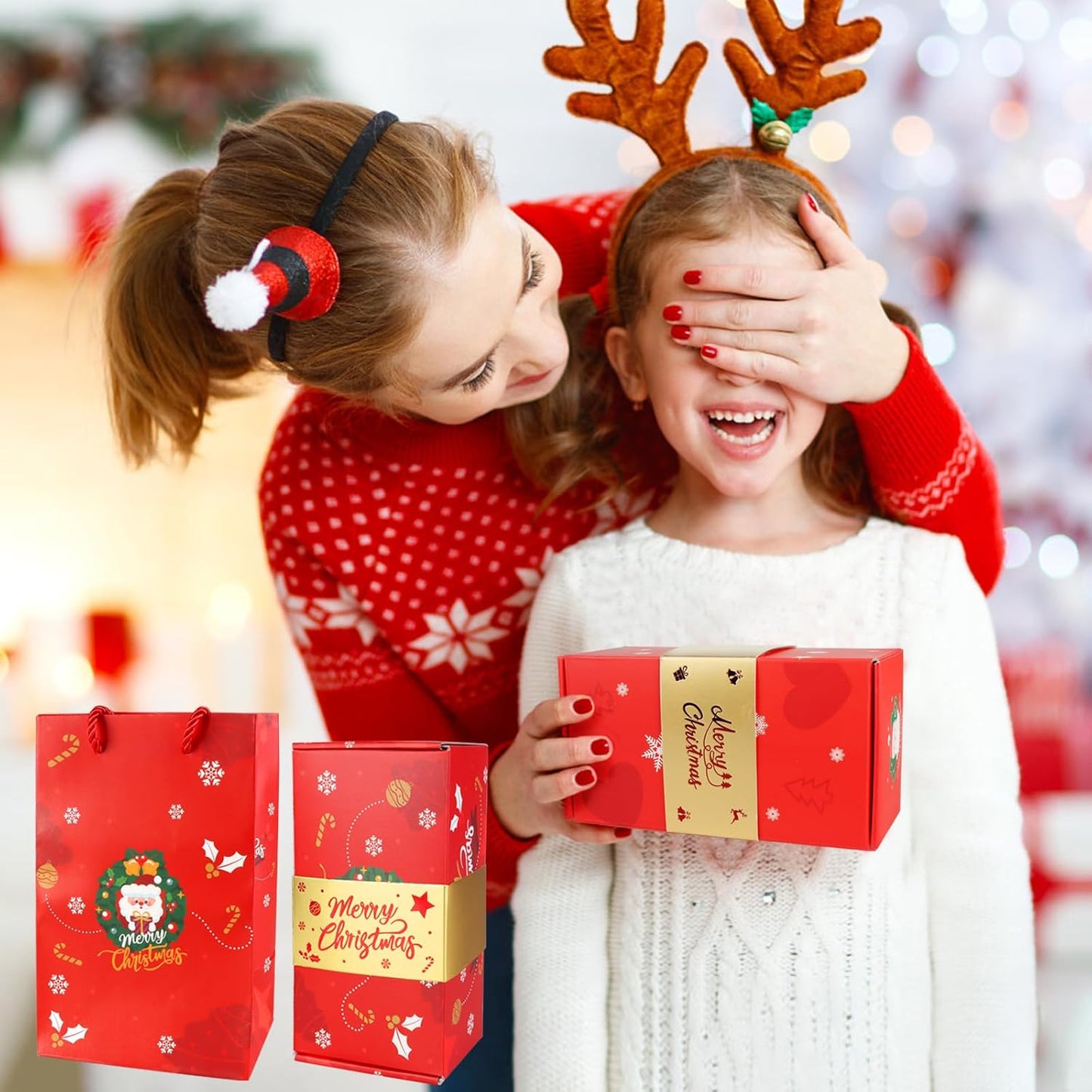 12pcs Surprise Gift Box Explosion, Merry Christmas Folding Bouncing Envelope (Red)