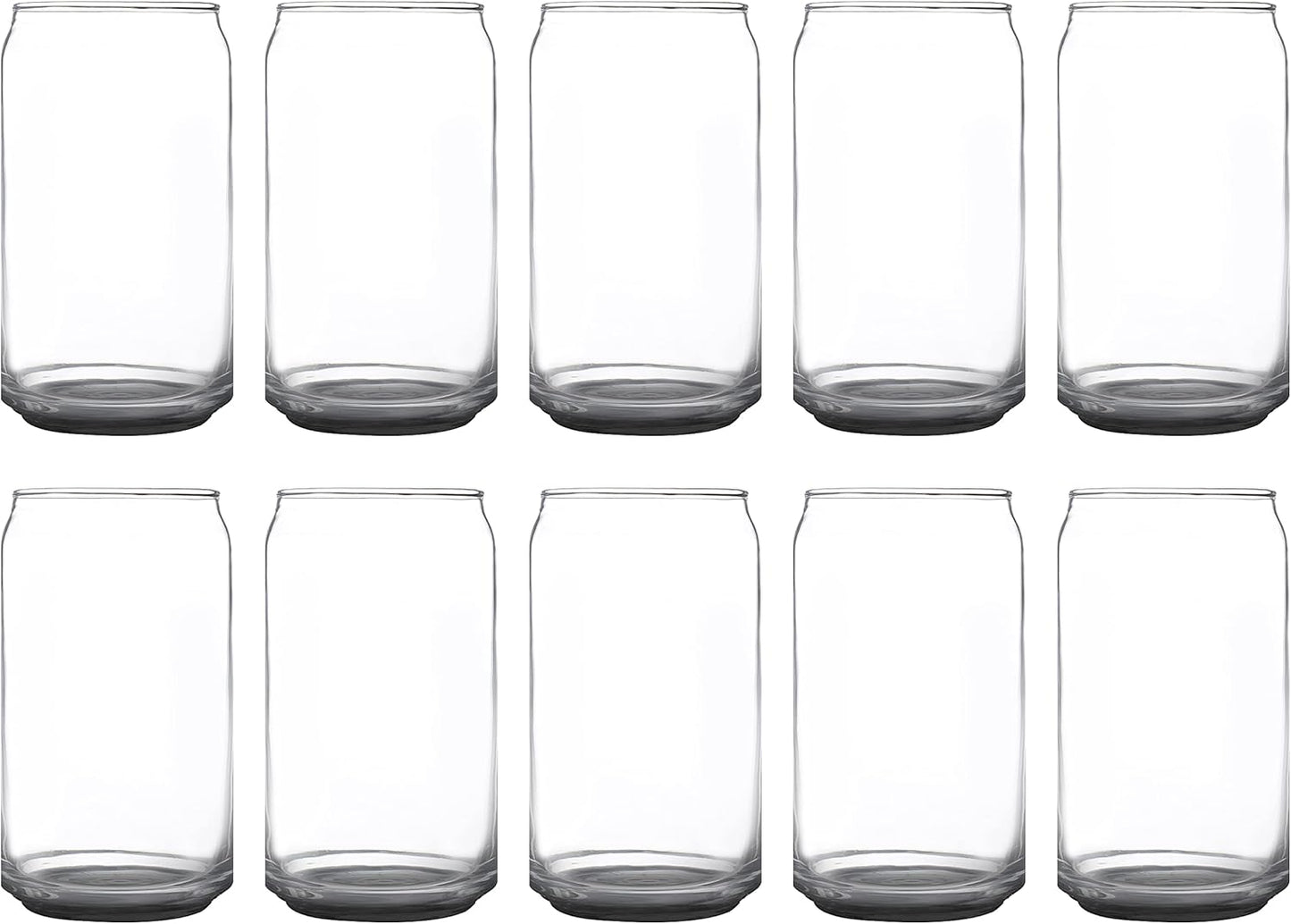 DISCOUNT PROMOS Beer Can Glasses Set of 10, 16 oz. Pint Sized, Soda Can Shape, Glassware, Black