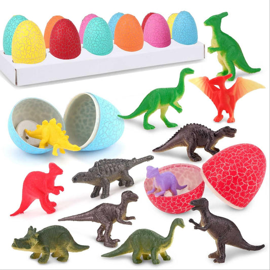 12 Dinosaur Eggs Toys, Surprise Pack with 12 Unique Dinosaur Figures,Goodie Bag Stuffers,Pinata fillers, Easter Eggs dongcoh,Carnival Prizes Treasure Box (12 Dinosaur Eggs Toys)