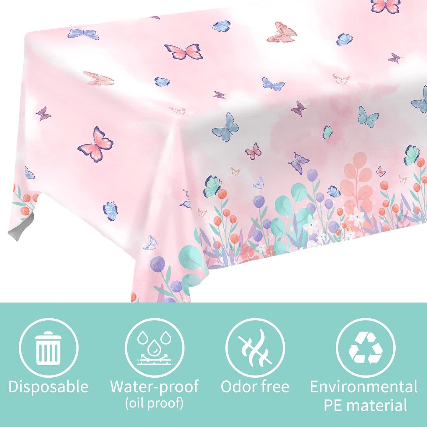 Butterfly Birthday Party Supplies Disposable Paper Plates Napkins Cups Tablecloth and Banner for Butterfly Girl Party Birthday Decorations, Serve 25