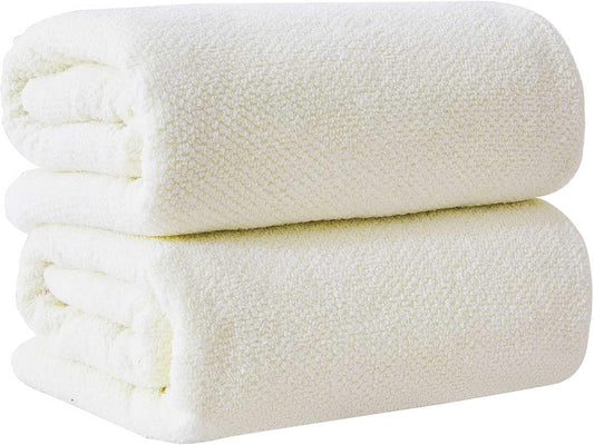 Great Bay Home Ivory Bath Sheet - 100% Cotton Oversized 2 Pack 68x35 Towel Set - Absorbent, Quick-Drying, Durable Bath Sheet for Bathroom Decor - Low-Twist, Two-Ply Fibers