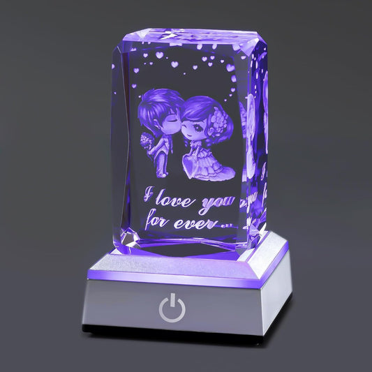 hochance 3D Sweetheart Crystal Night Lamp with Adjustable LED Multicolor Lights for Girlfriend, Wife - Valentine's Day, Anniversary,Birthday Presents, Christmas Gifts for Her