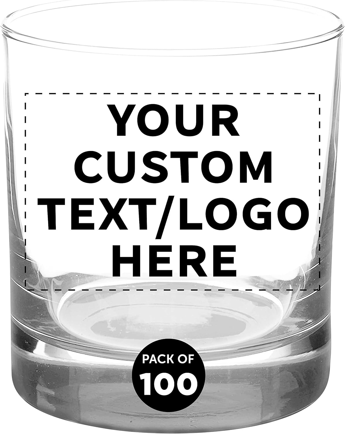 Custom Whiskey Glasses by Libbey 10 oz. Set of 100, Personalized Bulk Pack - Heavy Base Old Fashioned Glass, Perfect for Scotch, Bourbon, Whiskey, Cocktail - Clear