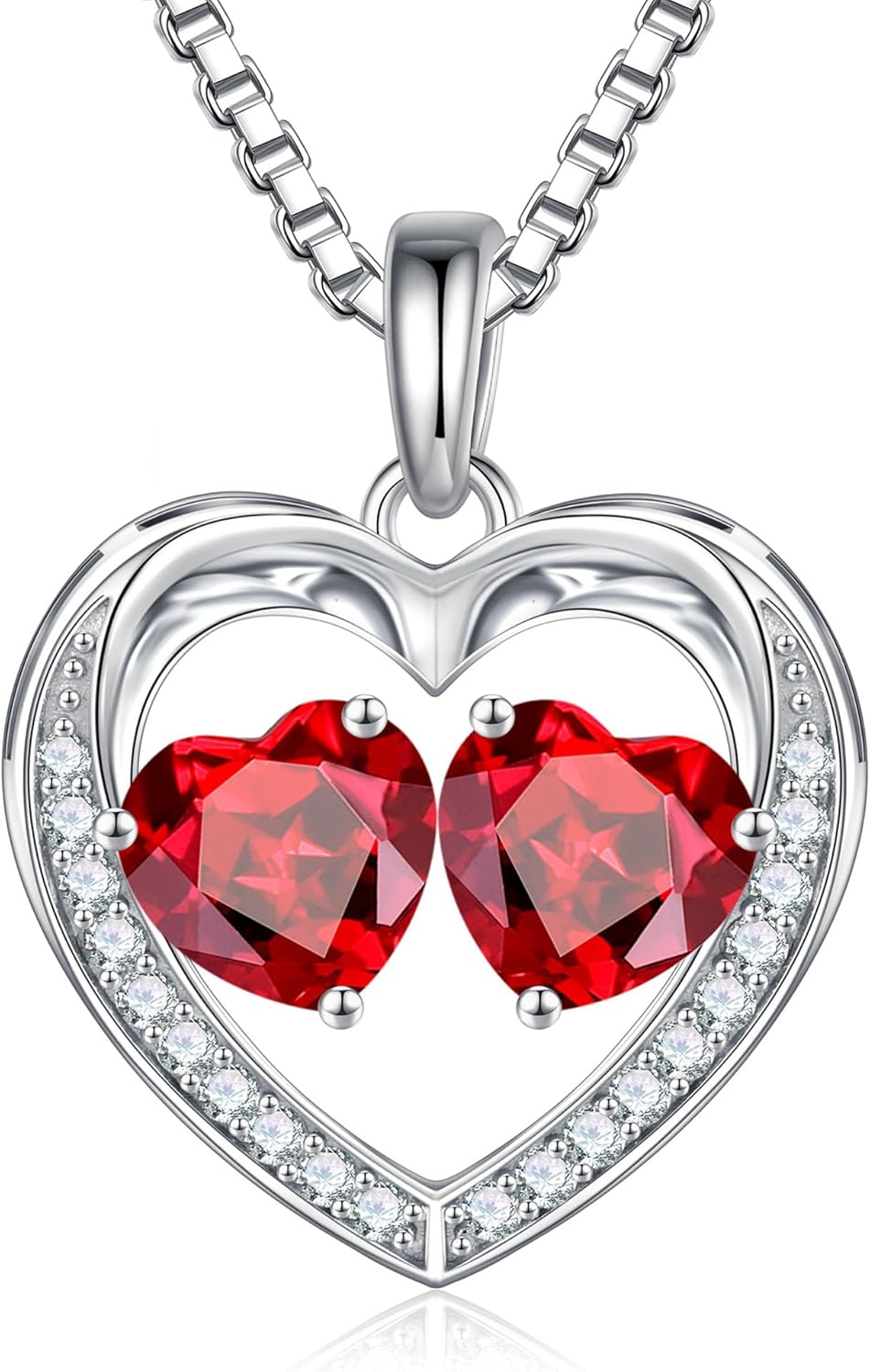 Iefil Birthstone Jewelry for Women - 925 Sterling Silver Birthstone Necklace, Anniversary Birthday Gifts for Women, Jewelry Gifts for Her Wife Mom Daughter