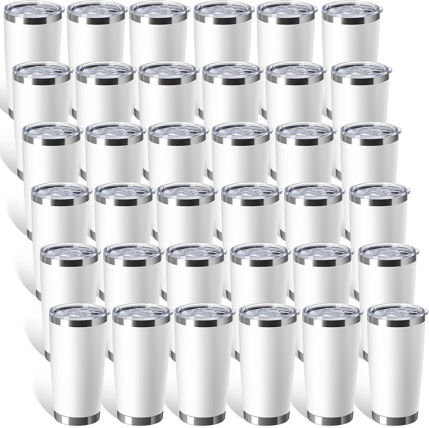 Sieral 36 Packs Stainless Steel Tumbler Bulk with Lid Vacuum Double Wall Insulated Travel Coffee Mug Powder Coated Tumbler Cup for Graduation Wedding Christmas Birthday Party(White, 20 oz)