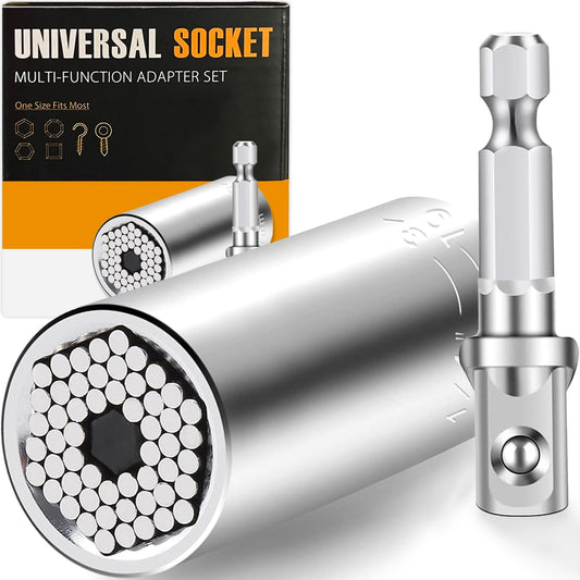 Gifts for Men, Stocking Stuffers for Adults Men, Super Universal Socket Tool, Birthday Christmas Dad Gifts for Dad Him Husband, Grip Socket Set w/Power Drill Adapter, Cool Tools Gadgets for Mens Gifts