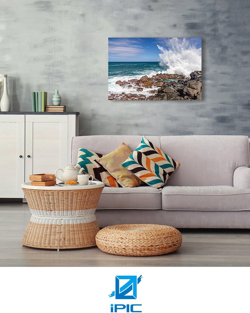 IPIC - Waves Crashing at Queen's Bath, Kauai, Hawaii. Personalized Artwork with Names and Date on, Customized Gift for Anniversary,Wedding,Birthday and Holidays. 24x16