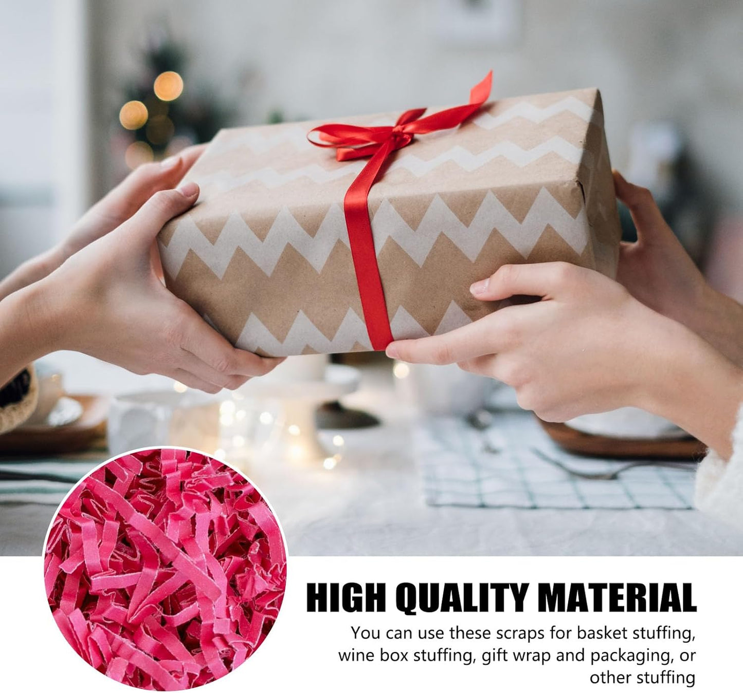 ZEBMOON 2 LB Fuschia Crinkle Cut Paper Shred Filler Great for Gift Wrapping, Basket Filling, Birthday, Wedding, Halloween, Thanksgiving, Christmas Day, New Year Party Decorations Filling Supplies