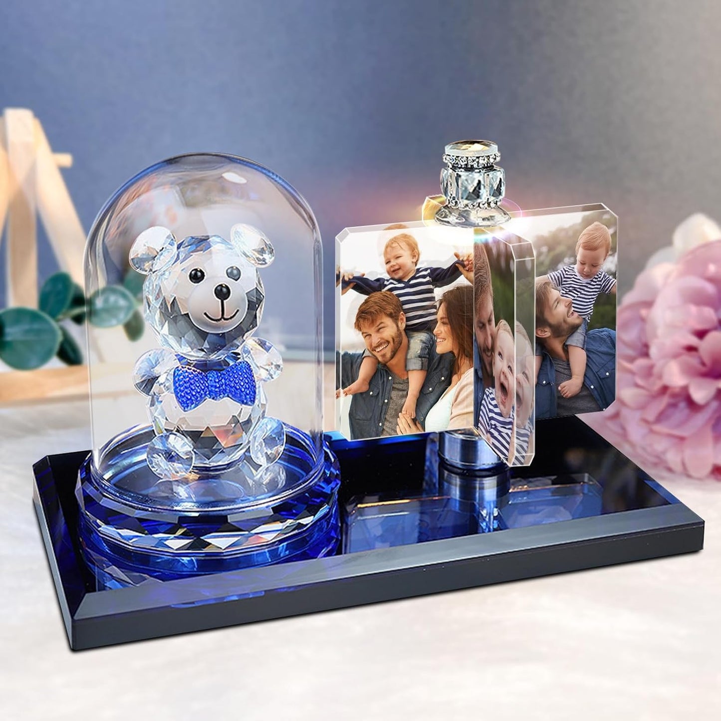 Personalized 3D Crystal Photo Night Light, Custom Crystal photo lamp Family Baby Mother Daddy Lover Gifts, Christmas Day Gifts