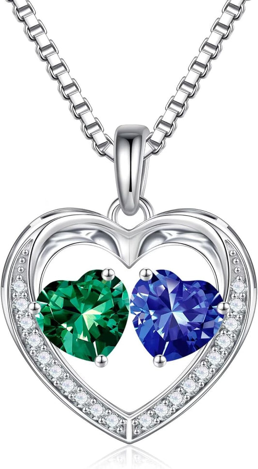 Iefil Birthstone Jewelry for Women - 925 Sterling Silver Birthstone Necklace, Anniversary Birthday Gifts for Women, Jewelry Gifts for Her Wife Mom Daughter