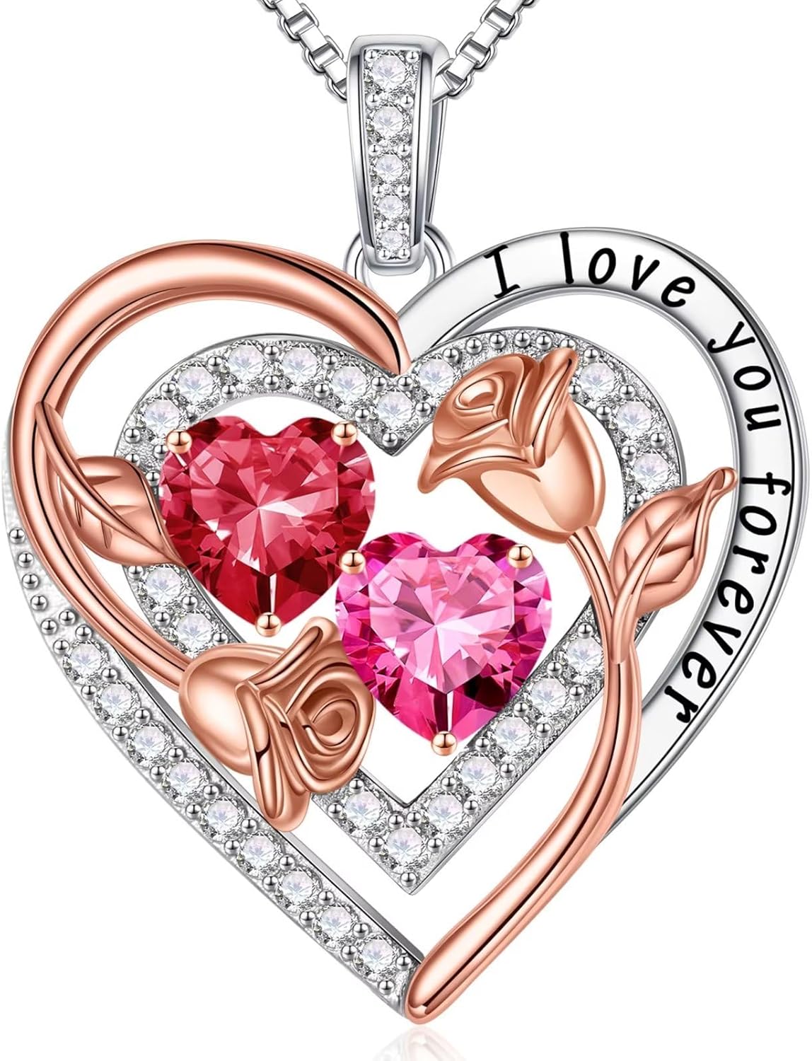 Iefil Birthstone Necklace for Women - Sterling Silver Birthstone Necklace Anniversary Birthday Gifts for Her Wife Mom Daughter