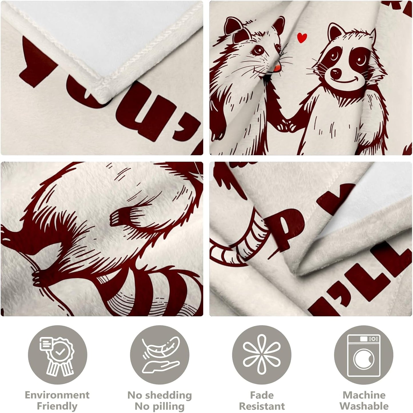 Best Friend Birthday Gifts for Women Friendship, Friendship Gifts for Best Friend Women, Cozy Best Friends Throw Blanket, Cute Raccoon and Opossum Blanket 60"x50"