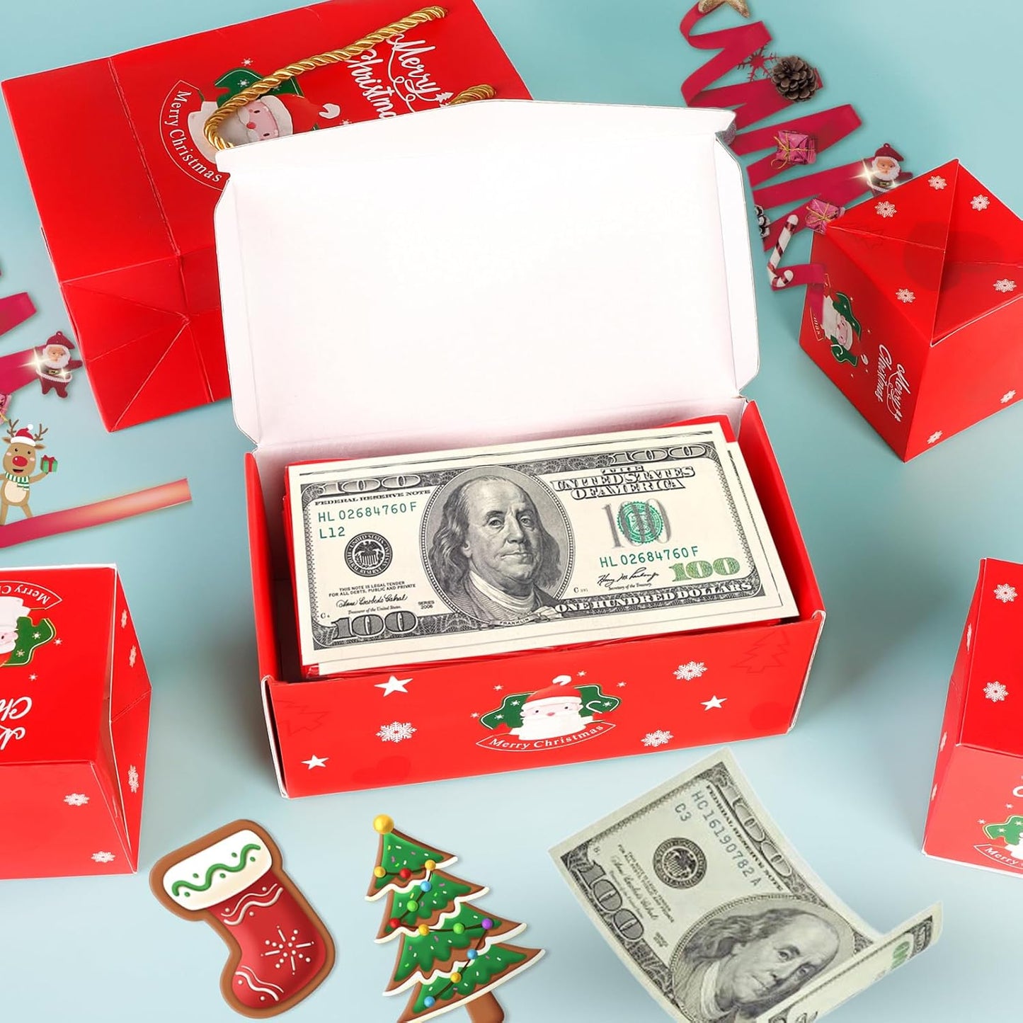 12pcs Surprise Gift Box Explosion, Merry Christmas Folding Bouncing Envelope (Red)