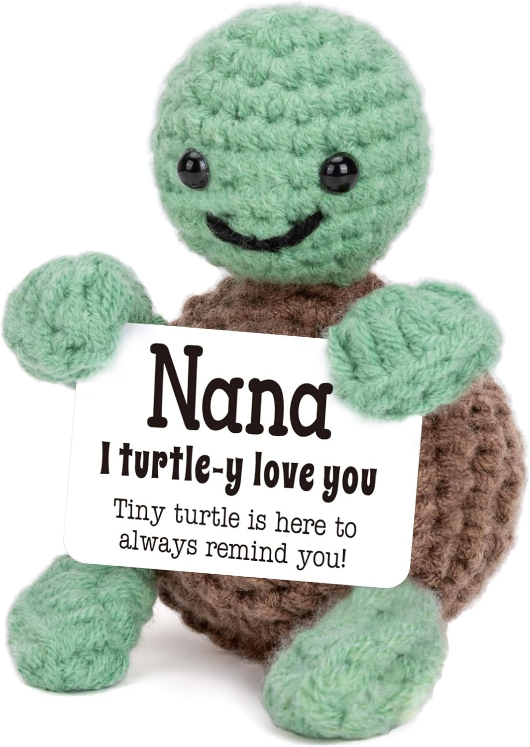 Mini Funny Turtle Nana Gifts from Grandkids, Birthday Gifts for Nana from Granddaughter Grandson, I Love You Small Cute Stuff Things, Handmade Emotional Positive Crochet Turtle