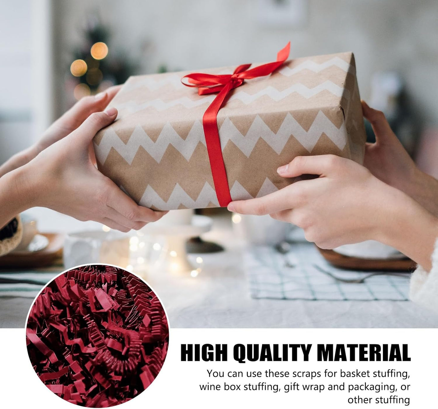 ZEBMOON 2 LB Dark Red Crinkle Cut Paper Shred Filler Great for Gift Wrapping, Basket Filling, Birthday, Wedding, Halloween, Thanksgiving, Christmas Day, New Year Party Decorations Filling Supplies