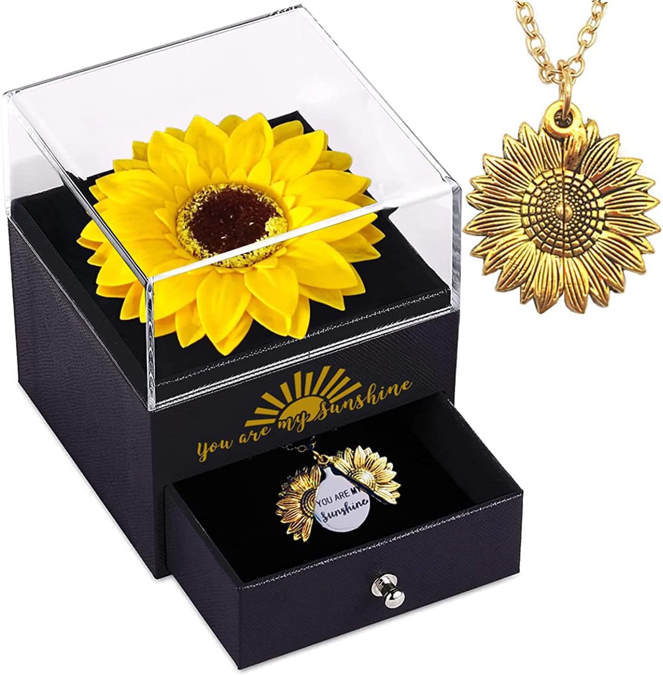 Mothers Day Gifts Sunflower Gifts for Women Daughter Son Girlfriend Wife Mom Friends Sisters Aunt, You are My Sunshine Necklace Gift Box for Birthday Wedding Mother's Day Xmas Present Sunflower Decor