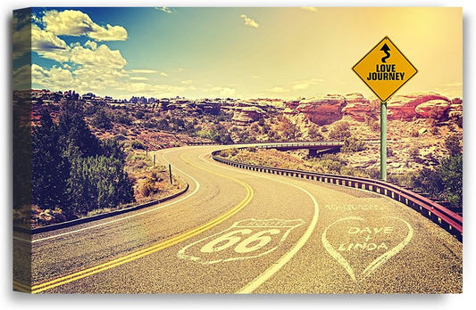 IPIC - Love Journey Personalized Canvas Print Artwork for Romantic Anniversary and Wedding gifts;18x12