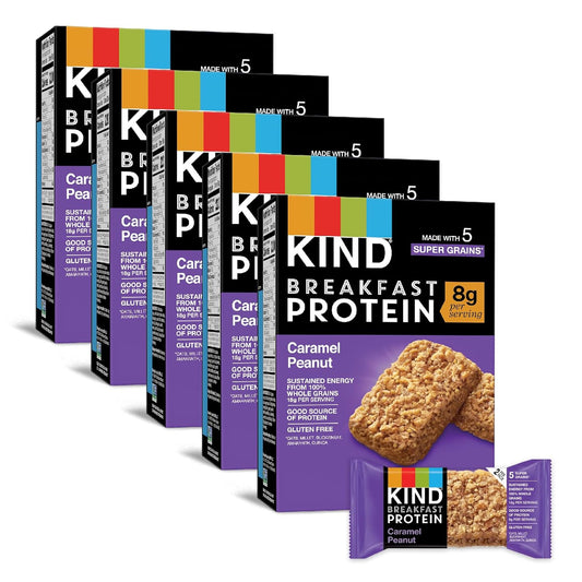 KIND Breakfast Protein Bars, Caramel Peanut, Healthy Snacks, Gluten Free, 8g Protein, 30 Count