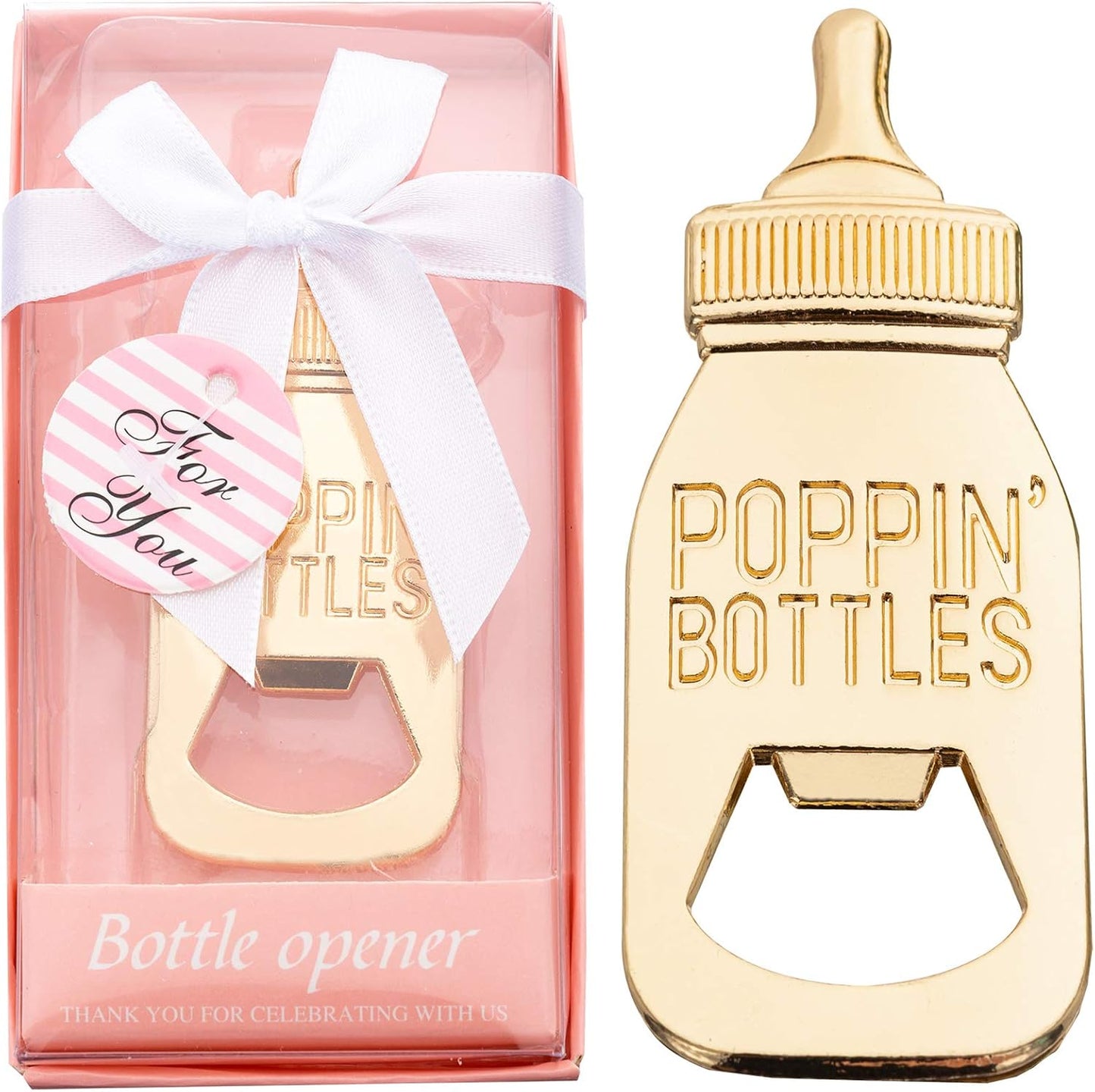 24 Packs Poppin Bottle Opener for Baby Shower Favors,Gifts,Decorations and Souvenirs for Guests