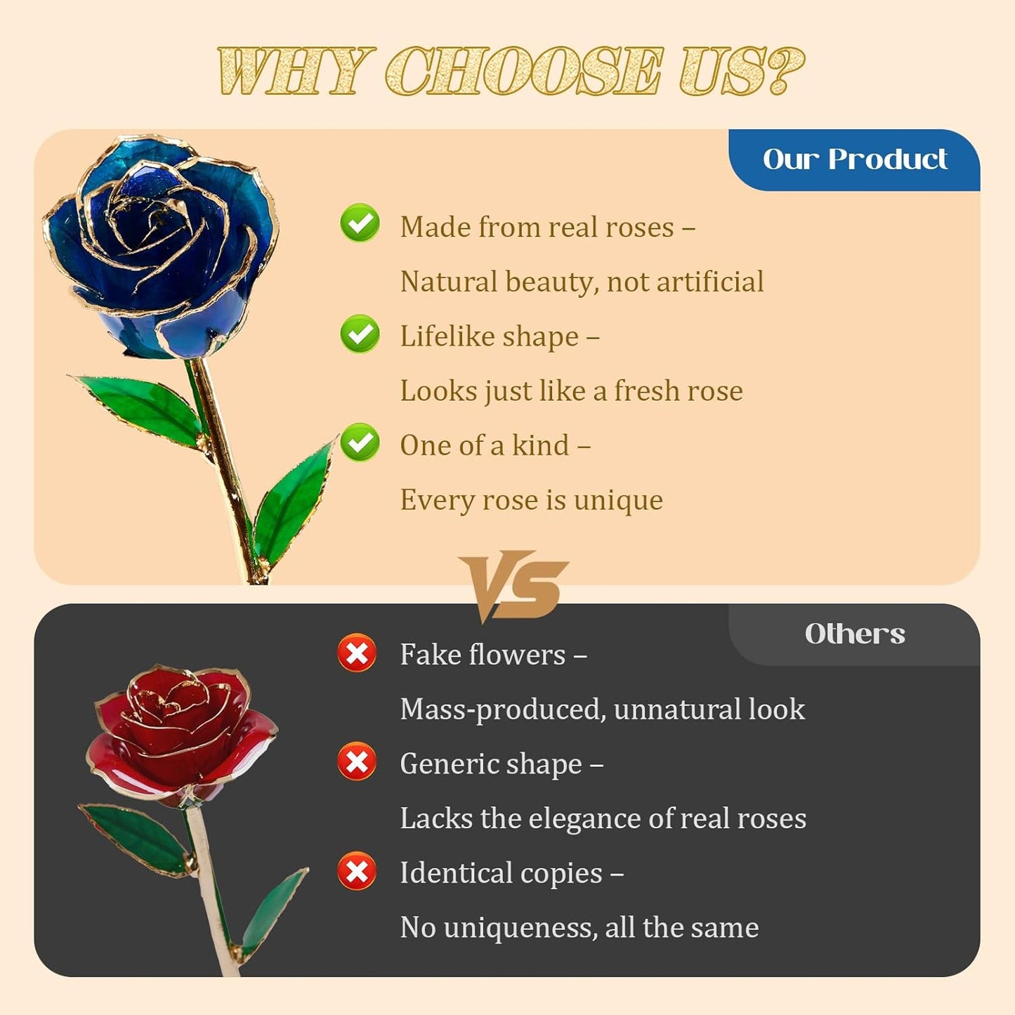 Mikasol Real 24K Gold Dipped Realistic Rose – Timeless Lifelike Bloom with Heart Puzzle Base – Romantic Blue Flower Gift for Her, Wife, Girlfriend, Mom – Birthday, Anniversary, Mother’s Day (Blue)
