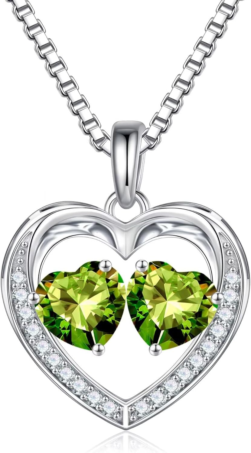 Iefil Birthstone Jewelry for Women - 925 Sterling Silver Birthstone Necklace, Anniversary Birthday Gifts for Women, Jewelry Gifts for Her Wife Mom Daughter