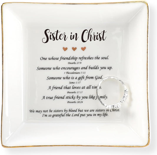 HOME SMILE Ceramic Ring Dish Jewelry Tray for Mom Sister Friends