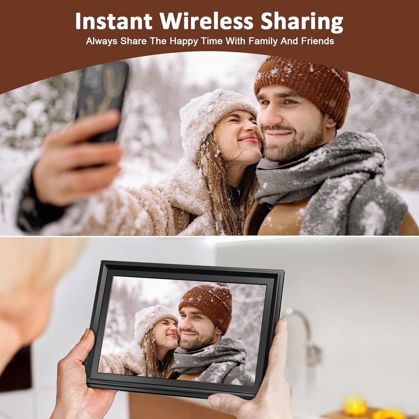 10.1 inch Digital Picture Frame WiFi Digital Photo Frame with 1280x800 IPS LCD Touch Screen, Auto-Rotate, Slideshow, to Share Photos or Videos Instantly via Uhale App from Anywhere