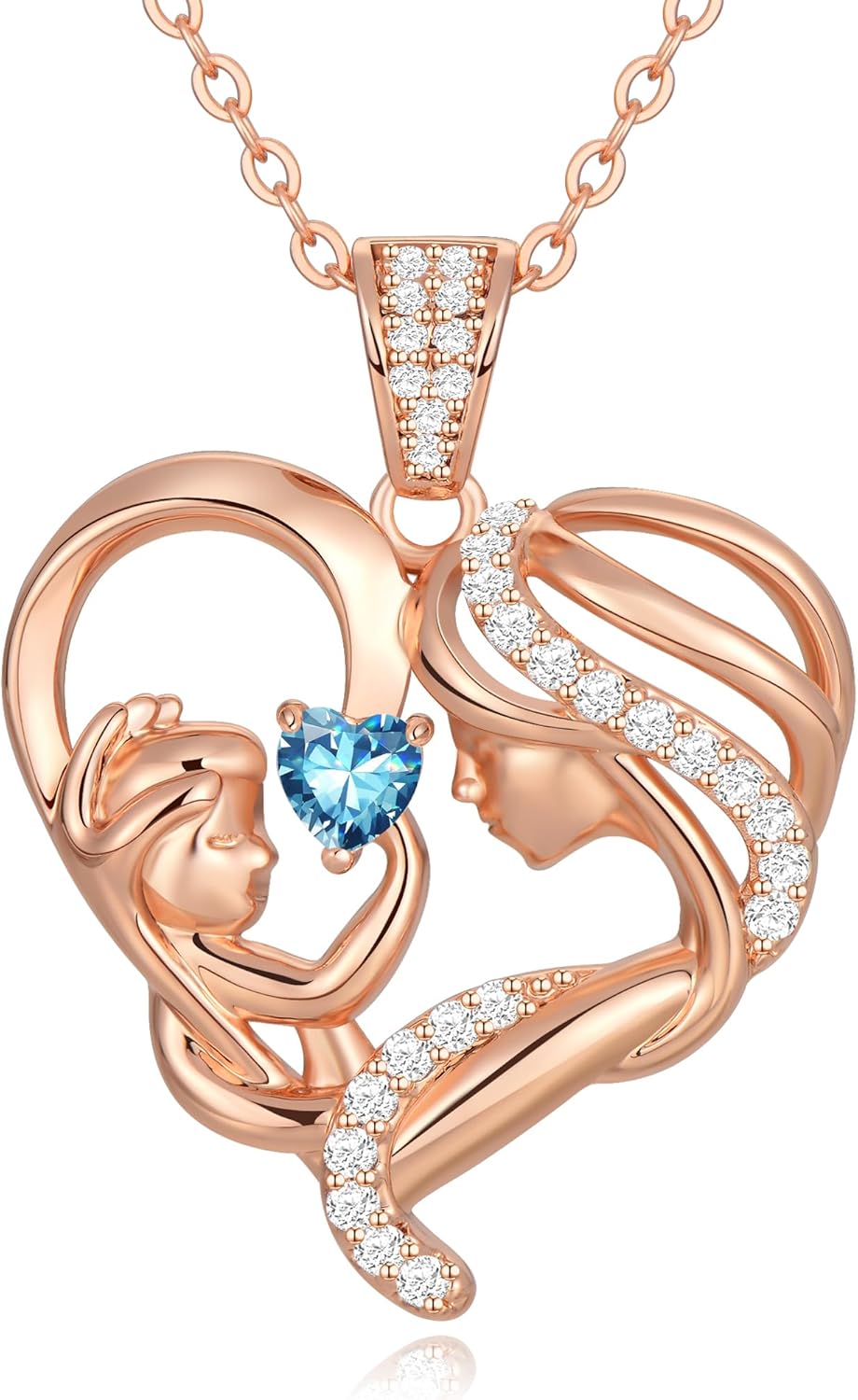 Mothers Day Gifts for Mom Wife Her Grandma, S925 Sterling Silver Birthstone Necklaces Jewelry for Women, Mother's Day Love Heart Pendant Necklace for Anniversary Birthday Christmas Day