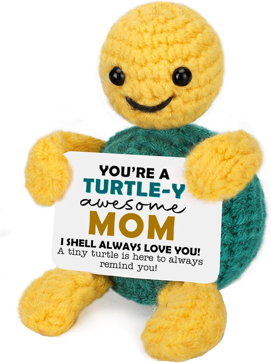 Funny Turtle Mom Gifts Mothers Day Birthday I Love You Gifts for Mother Mama Stepmom Bonus New Mom Mother in Law Present from Daughter Son Cute Small Handmade Emotional Positive Crochet Animals Turtle